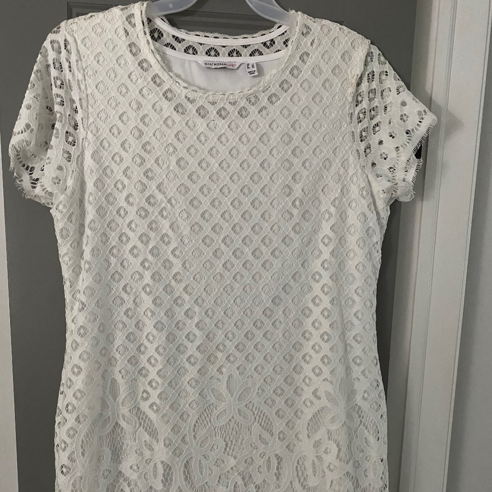 Isaac Mizrahi Live White Eyelit Dress